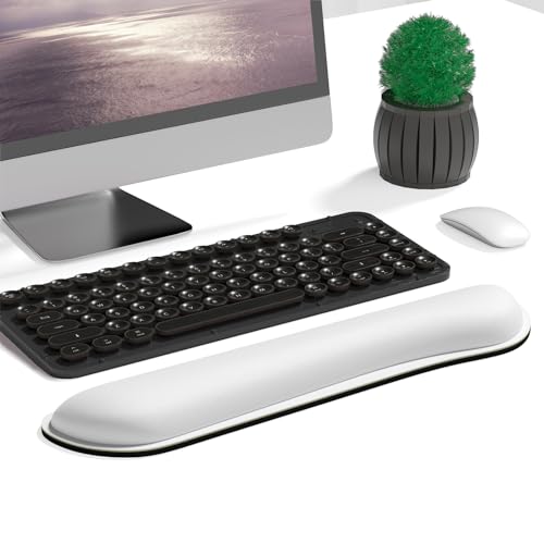 Dapesuom Enlarge Keyboard Wrist Rest, Cute Memory Foam Keyboard Wrist Cushion for Computer Desk Mats Support, Typing Pain Relief Ergonomic Mouse Pad Rests with Non-Slip Base for Gaming, Laptop, White - Image 2