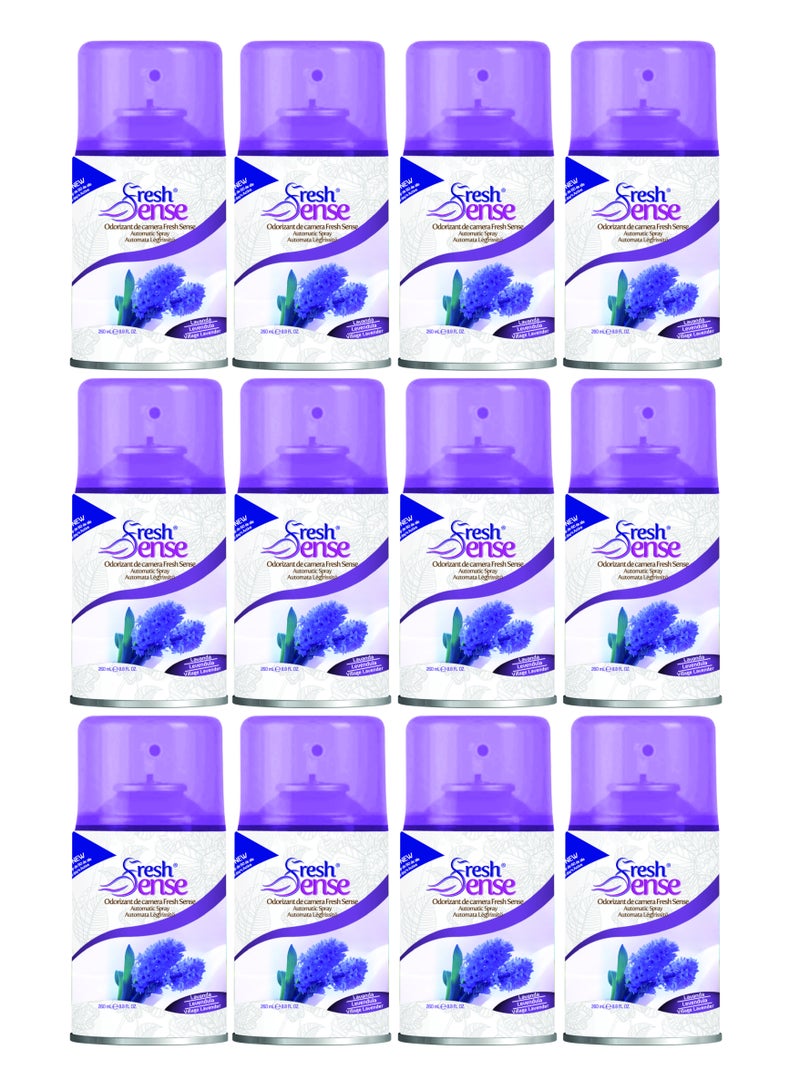 Fresh Sense LAVENDER Refill - PACK of 12 x 260ml - Automatic Spray Auto Spray Air Freshener for Home Bathroom Toilet Office Neutralizes Bad Odors FRESH SENSE - Image 1