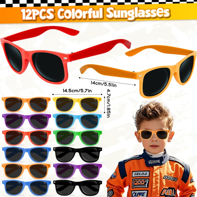 SNLN 120Pcs Race Car Party Favors Birthday Supplies, Gift Box Sunglasses Flag Mini Race Car Sticker Birthday Goodie Bag Stuffers Racing RaceCar-Themed Party Supplies Decorations for Boys Kids 3-5 4-8 - Image 3