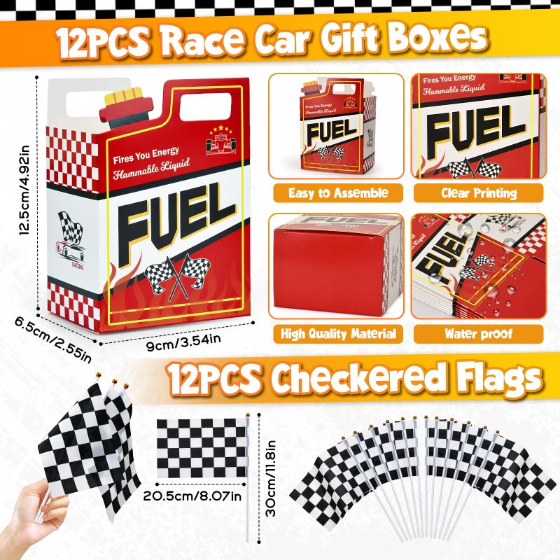 SNLN 120Pcs Race Car Party Favors Birthday Supplies, Gift Box Sunglasses Flag Mini Race Car Sticker Birthday Goodie Bag Stuffers Racing RaceCar-Themed Party Supplies Decorations for Boys Kids 3-5 4-8 - Image 2