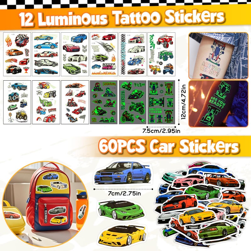 SNLN 120Pcs Race Car Party Favors Birthday Supplies, Gift Box Sunglasses Flag Mini Race Car Sticker Birthday Goodie Bag Stuffers Racing RaceCar-Themed Party Supplies Decorations for Boys Kids 3-5 4-8 - Image 5