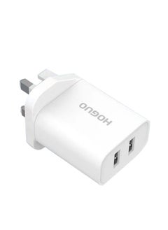 HOGUO Power Adapter Dual USB Ports Output 5V/2.4A White  - Image 1