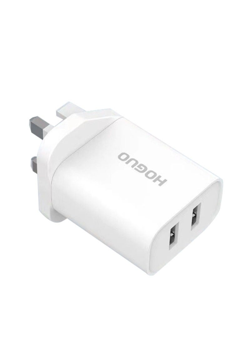 HOGUO محول طاقة بمنفذي USB مزدوجين مخرج 5 فولت/2.4 أمبير أبيض - Image 1