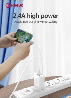 HOGUO Power Adapter Dual USB Ports Output 5V/2.4A White  - Image 3