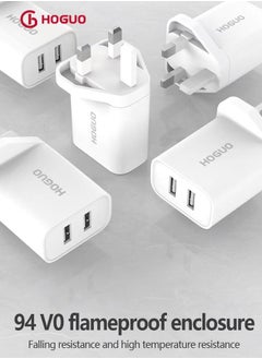 HOGUO Power Adapter Dual USB Ports Output 5V/2.4A White  - Image 4