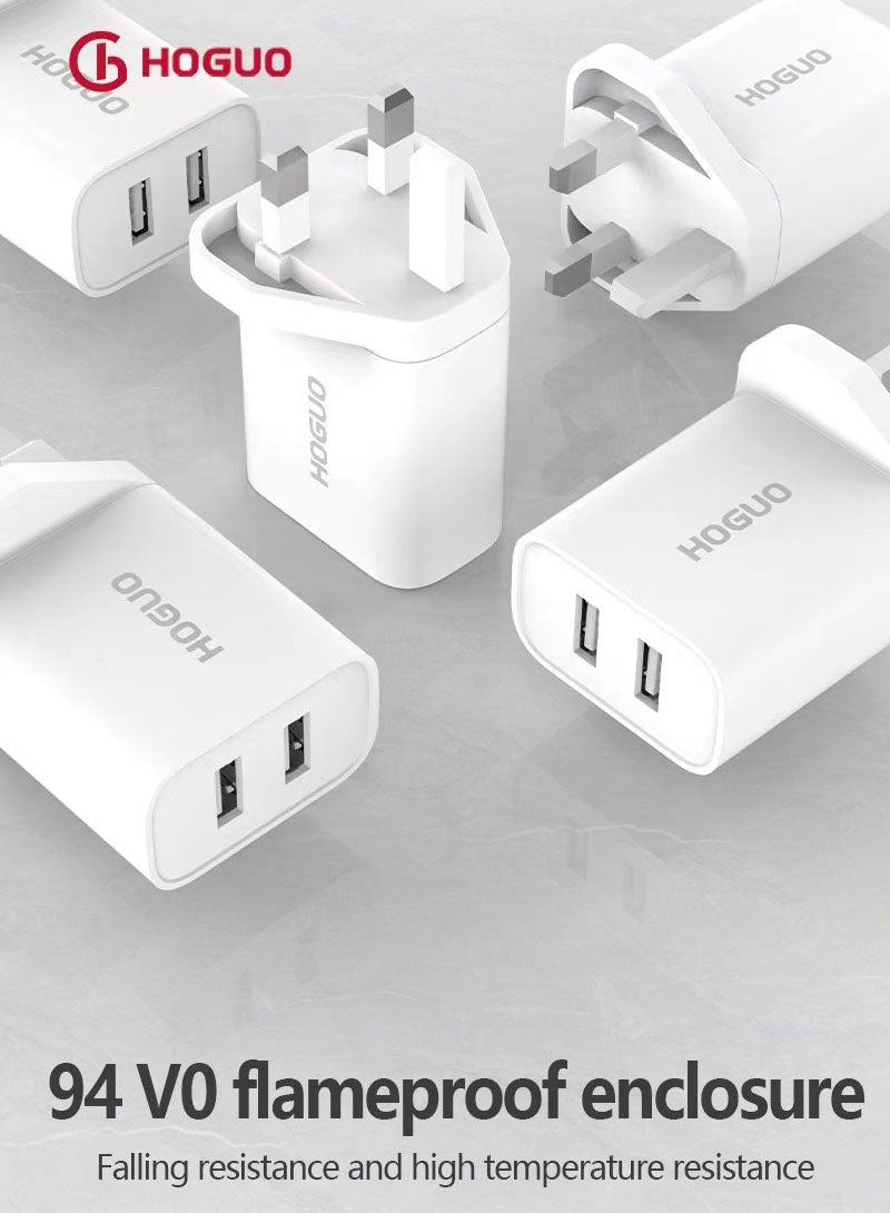 HOGUO محول طاقة بمنفذي USB مزدوجين مخرج 5 فولت/2.4 أمبير أبيض - Image 4