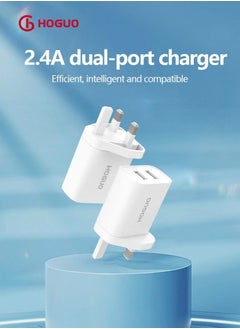 HOGUO Power Adapter Dual USB Ports Output 5V/2.4A White  - Image 2