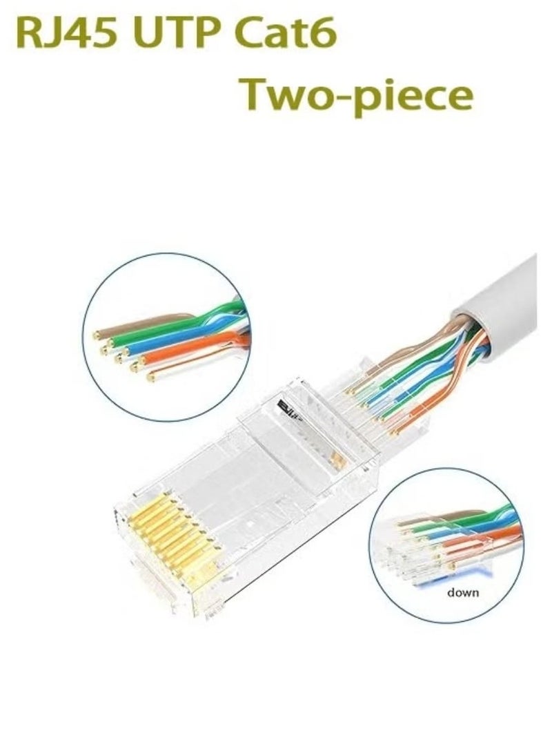 أر جي 45 TD 1013C – علبة 100 قطعة من موصلات RJ45 UTP Cat6 – موصلات شبكة إيثرنت RJ-45 8P8C لتركيب كابلات الشبكة - Image 4