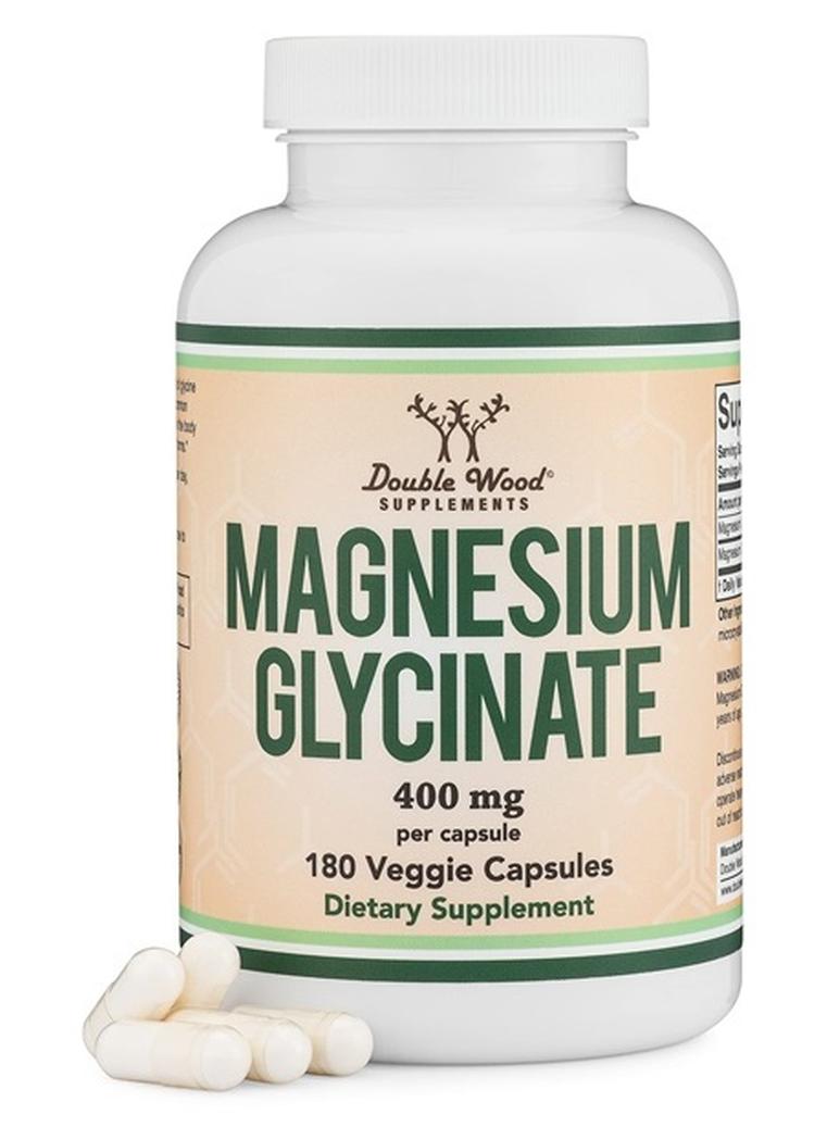 Double Wood Supplements Magnesium Glycinate 400mg - 180 Veggie Capsules - Image 1