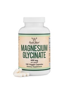 Double Wood Supplements Magnesium Glycinate 400mg - 180 Veggie Capsules  - Image 1