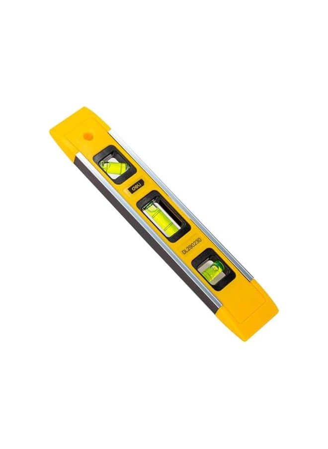 Deli - Deli Measuring Spirit Levels, 230 mm x 40 mm x 17 mm Size, Yellow - Image 1