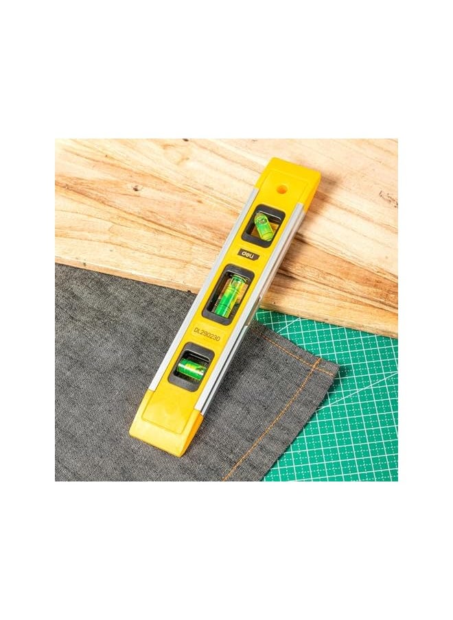 Deli - Deli Measuring Spirit Levels, 230 mm x 40 mm x 17 mm Size, Yellow - Image 1
