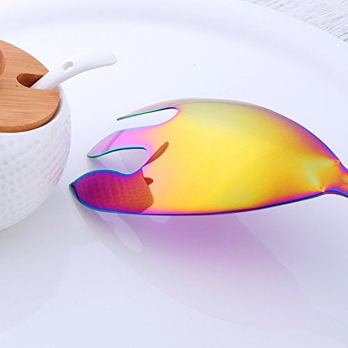 Bisda Salad Spoon and Fork Set, 12 Inch Stainless Steel Rainbow Salad Server, Large Serving Utensils, Pack of 2 - Image 4