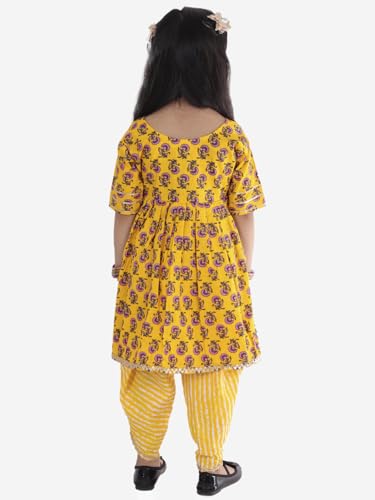Superminis Baby Girls Printed Frock Style Kurti with Dhoti Style Salwar Ethnic Dress (Yellow, 6-12 Months) - Image 4