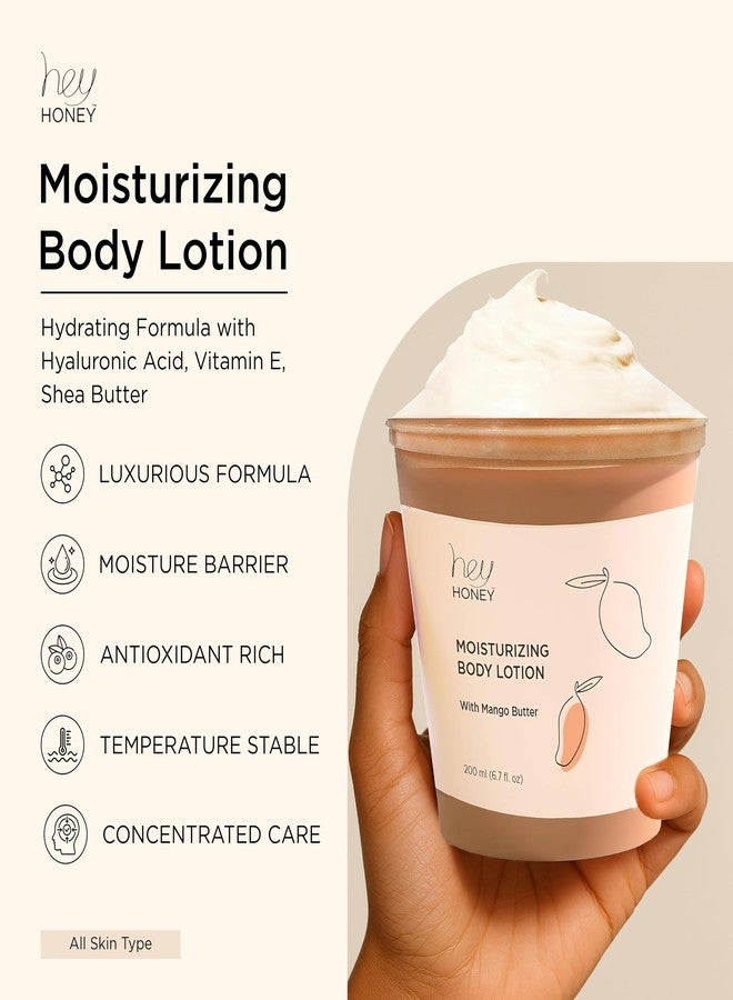 Hey Honey Mango & Honey Ultra Hydrating Body Lotion - Hyaluronic Acid Fruit Enzymes Shea & Mango Butter Moisturizer | Fast-Absorbing Cruelty-Free Skin Barrier Support | 6.7 fl oz - Image 2