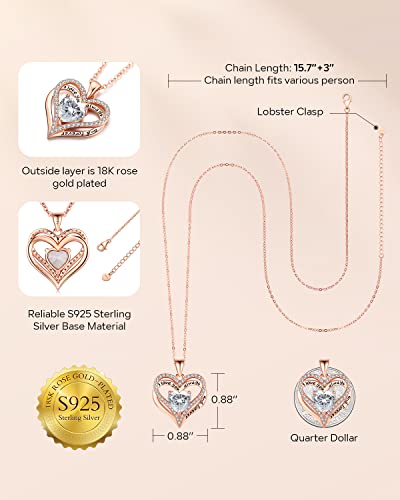 Gifon S925 Sterling Silver Necklace for Women, Jewelry for Wife Girlfriend Anniversary, Mother Gifts Necklaces, Daughter Heart Love Jewel, Gift for Her Birthday, Apr - Image 4