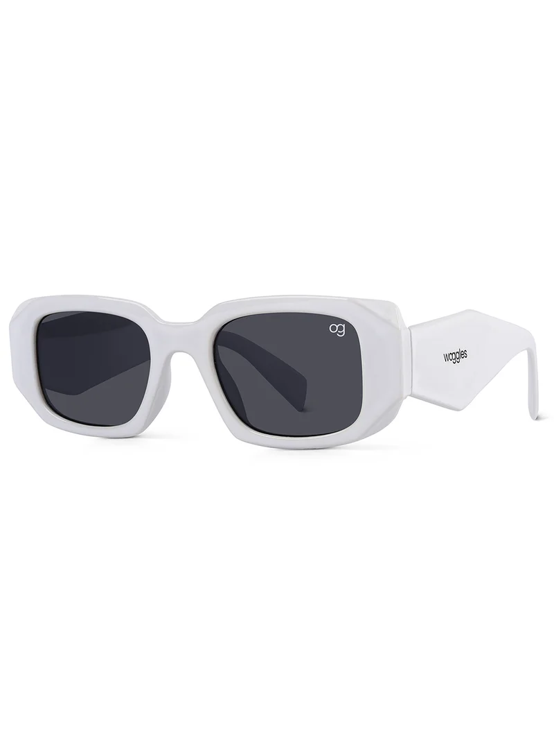 Woggles Stylish White Polarized Rectangle Kids Sunglasses