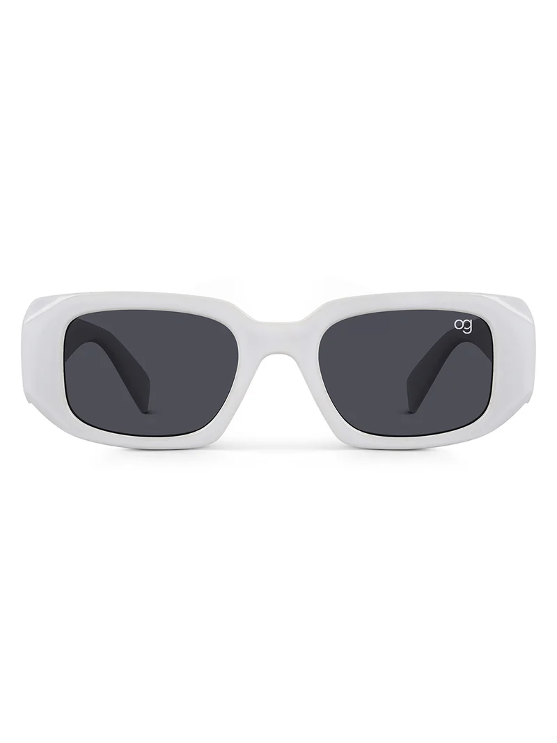 Woggles Stylish White Polarized Rectangle Kids Sunglasses
