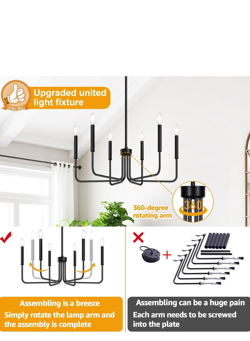 RATSAW 6 Light Farmhouse Chandelier Industrial Modern Chandelier Hanging Light Fixtures Hanging - Image 3