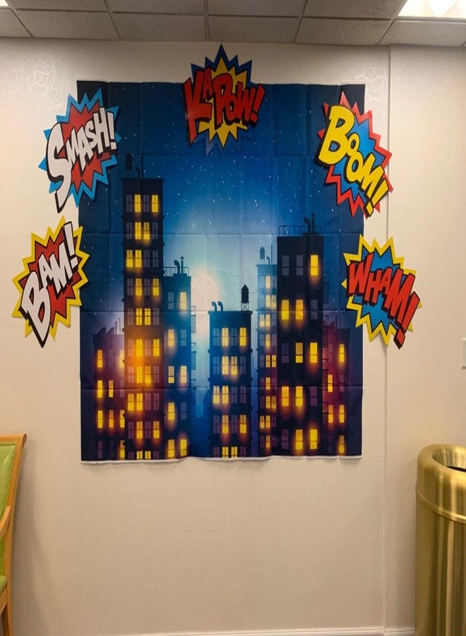 RUYI Super Hero City Photography Backdrop Beautiful Moon City Theme Background Boy Birthday Party Banner Photo Studio Props Vinyl 7X5FT - Image 5