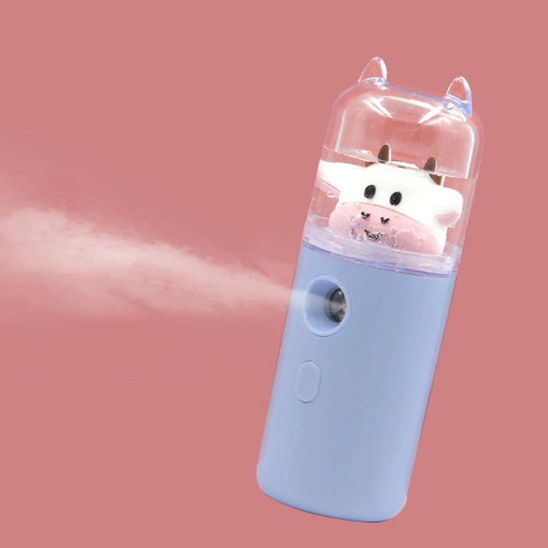 klarako Handheld Facial Mister Humidifier Spray Machine Moisturizing USB Rechargeable Mist Nano 250mAh 30ml Water Tank Face Steamer Salon Hydrating  Blue - Image 3