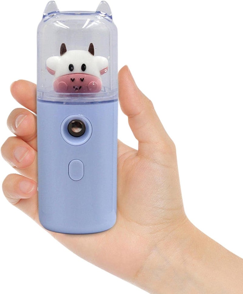 klarako Handheld Facial Mister Humidifier Spray Machine Moisturizing USB Rechargeable Mist Nano 250mAh 30ml Water Tank Face Steamer Salon Hydrating  Blue - Image 2
