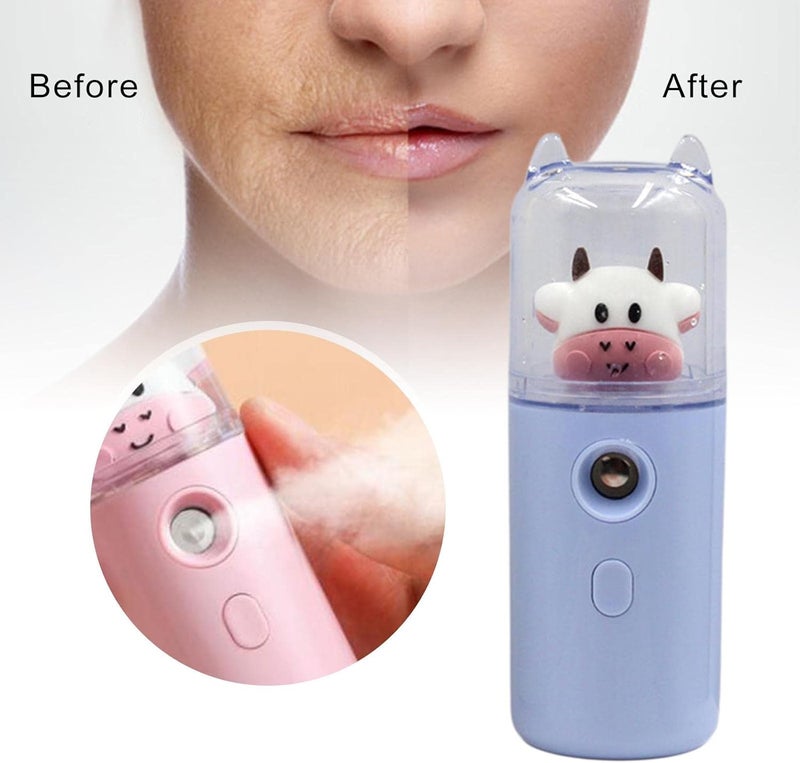 klarako Handheld Facial Mister Humidifier Spray Machine Moisturizing USB Rechargeable Mist Nano 250mAh 30ml Water Tank Face Steamer Salon Hydrating  Blue - Image 1