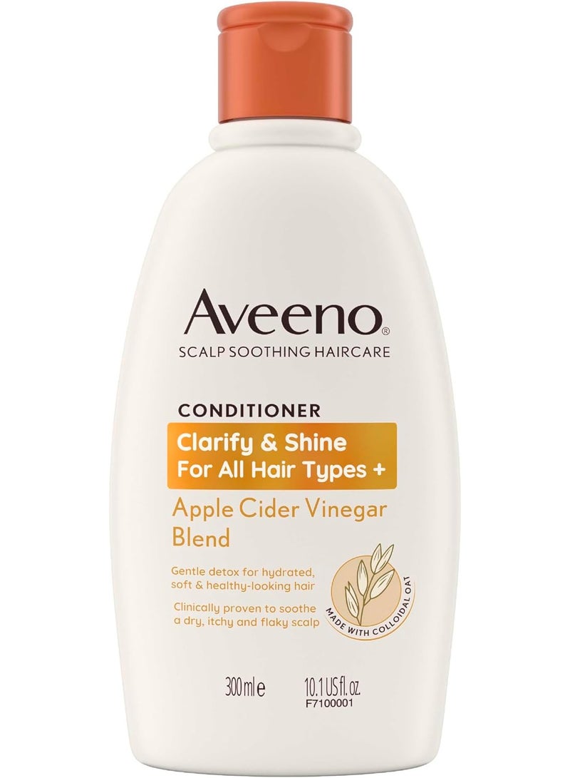 Aveeno Clarify and Shine Apple Cider Vinegar Scalp Soothing Conditioner for all Hair Types 300ml - Image 1