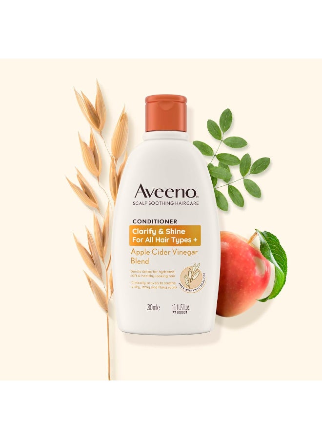 Aveeno Clarify and Shine Apple Cider Vinegar Scalp Soothing Conditioner for all Hair Types 300ml - Image 3