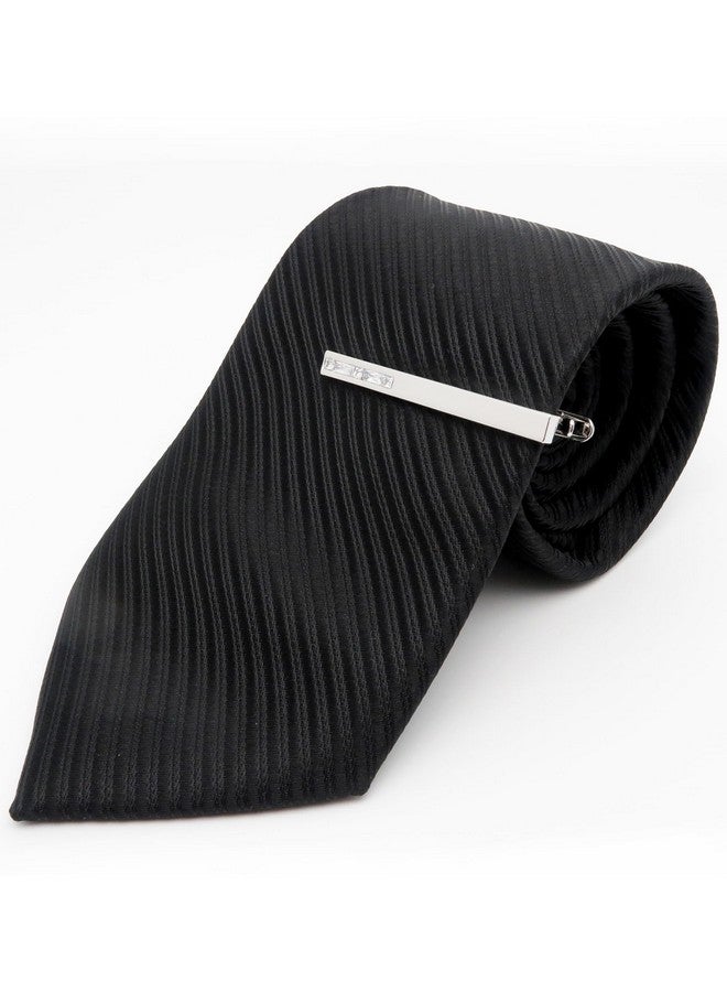 Jonwo Men'S Crystal Tie Clip Silver Tone Tie Bar For Gentleman Regular Necktie Tie Clip For Business Anniversary (White Crystal) - Image 2