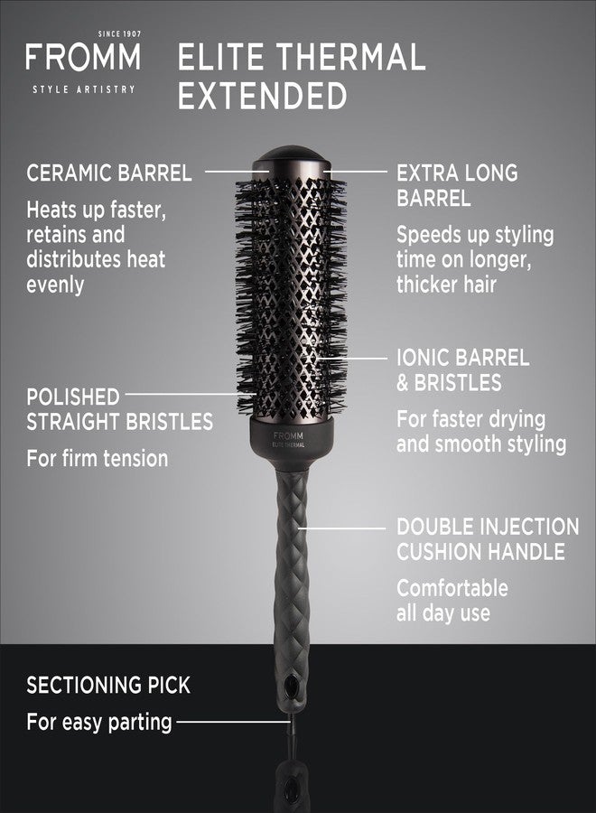 Fromm Elite Thermal Ceramic x Ionic 2 Inch Round Brush for Expert Blowouts, Faster Hair Drying, Extended Barrel for Anti-Static Styling, Smoothing, Straightening, and Shine, Ideal for Short Hair - Image 2