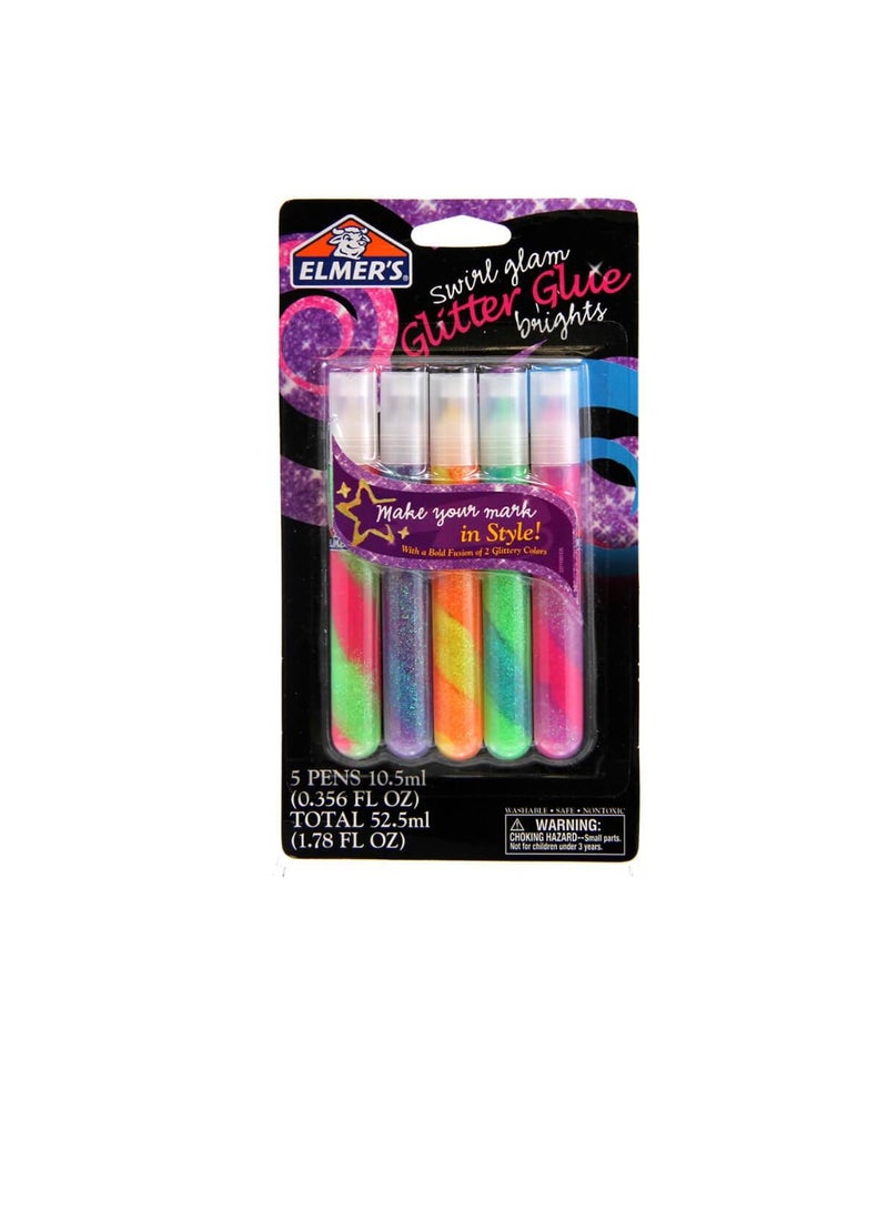 ELMER'S SWIRL GLITTER GLUE 5CT 10.5ML - Image 1