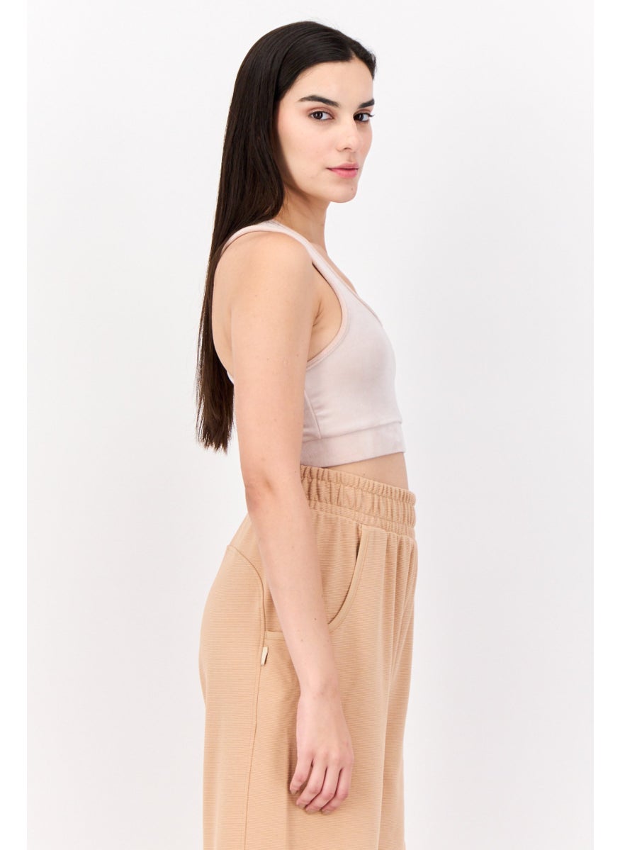 Lefties Women Sportswear Fit Sleeveless Outdoor Crop Top, Rose Gold  - Image 2
