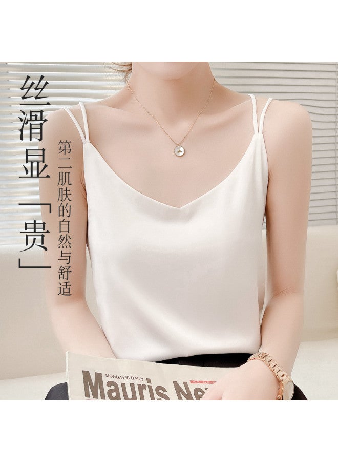 MIIOW Thin High-End Faux Silk Sleeveless Base Layer, Beautiful Back Camisole Top For Women As Inner Wear - Image 3