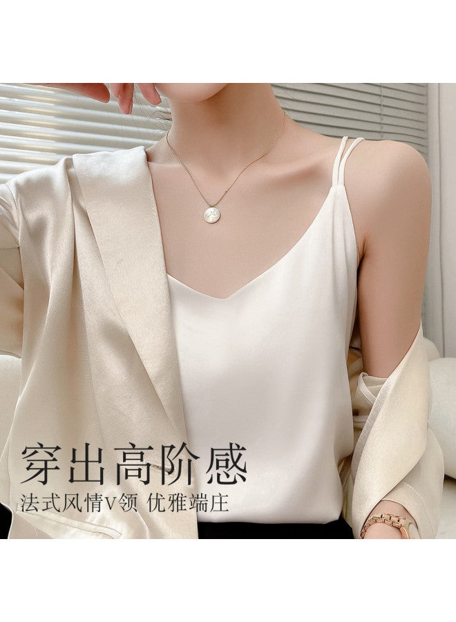 MIIOW Thin High-End Faux Silk Sleeveless Base Layer, Beautiful Back Camisole Top For Women As Inner Wear - Image 4