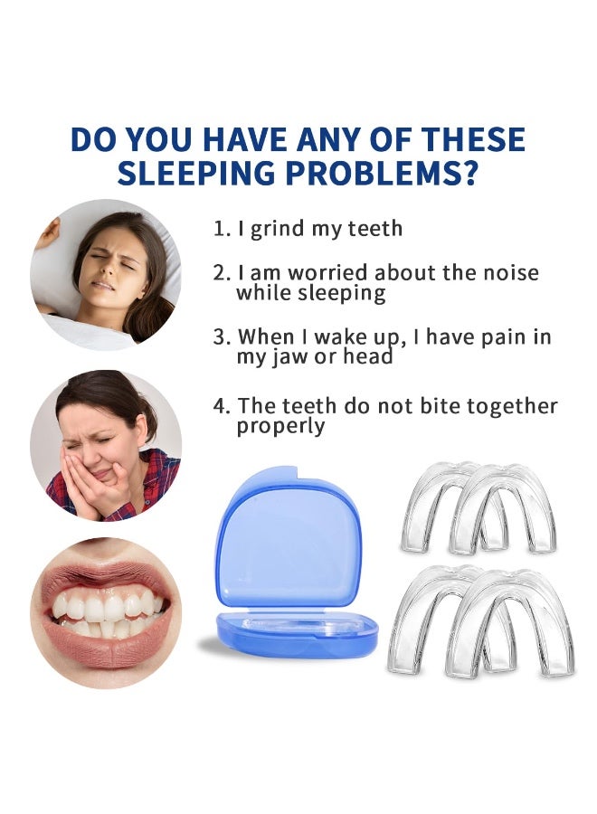 Chabeia 4 Pack Moldable Mouth Guards for Teeth Grinding – Night Guard for Clenching with Hygiene Case, Includes 2 Regular & 2 Heavy Duty Guards  - Image 2
