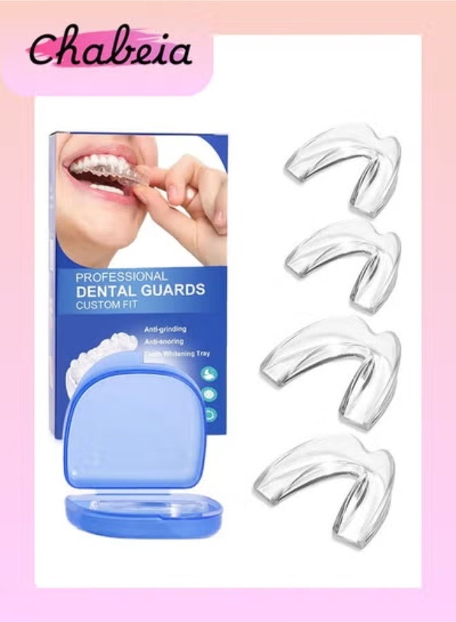Chabeia 4 Pack Moldable Mouth Guards for Teeth Grinding – Night Guard for Clenching with Hygiene Case, Includes 2 Regular & 2 Heavy Duty Guards - Image 1
