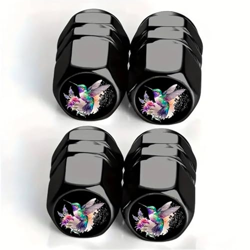 DoYoMo Tire Valve Stem Caps with Hummingbird 4pcs Tire Air Caps Cover Aluminum Alloy RustProof Universal Dust Covers for Car SUVBike Car AccessoriesTire Valve DecorHummingbird Gifts - Image 1
