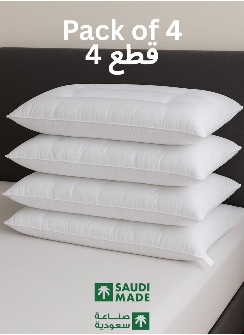 F.A.M.S Pack of 4 Bed Pillow – Support for Neck, Head, and Spine Alignment – Non-Removable Cover, Hypoallergenic, Breathable Fabric, Ideal for Pain Relief and Better Sleep  - Image 1