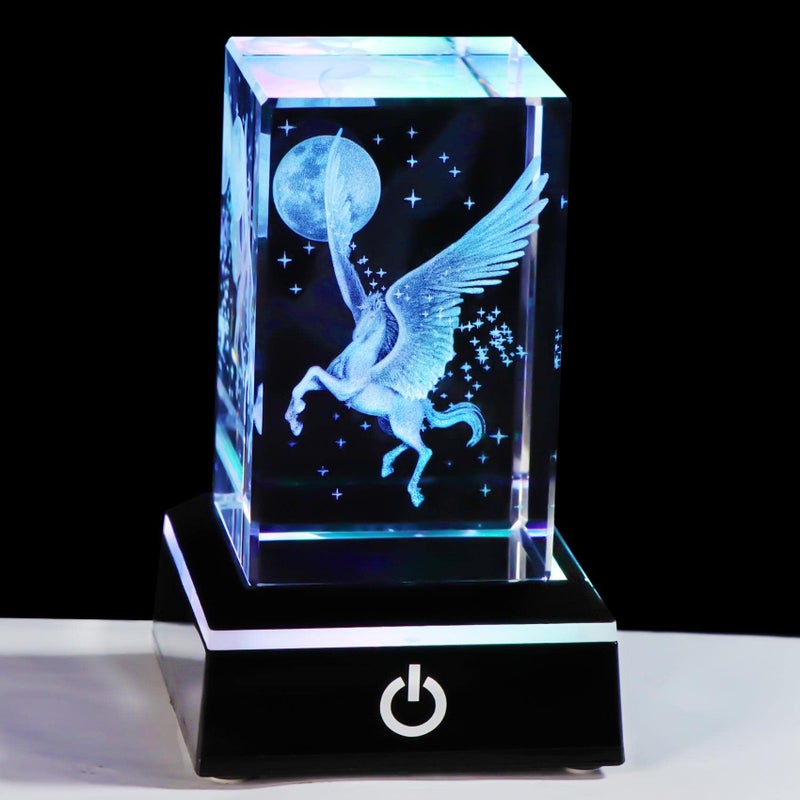 YWHL YWHL Unicorn Gifts for Adult Women 3D Crystal Unicorn Figurines with Light Base for Girls Birthday  Home Decor Collection 