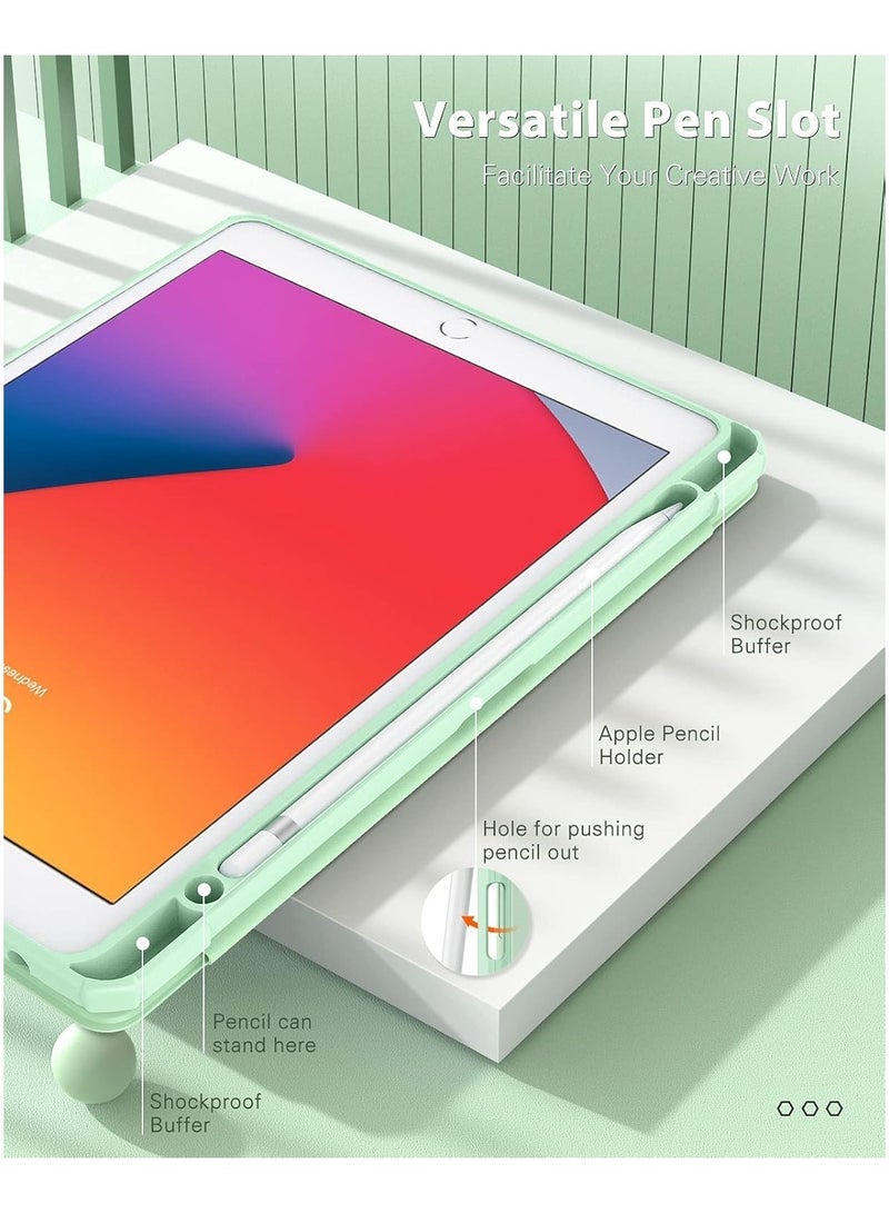 TIGER Case for iPad 9th Generation 2021/iPad 8th Generation 2020/iPad 7th Generation 2019 10.2 inch with Pencil Holder, Slim Protective Cover with Clear Back Shell, Auto Wake/Sleep, (Green) - Image 3