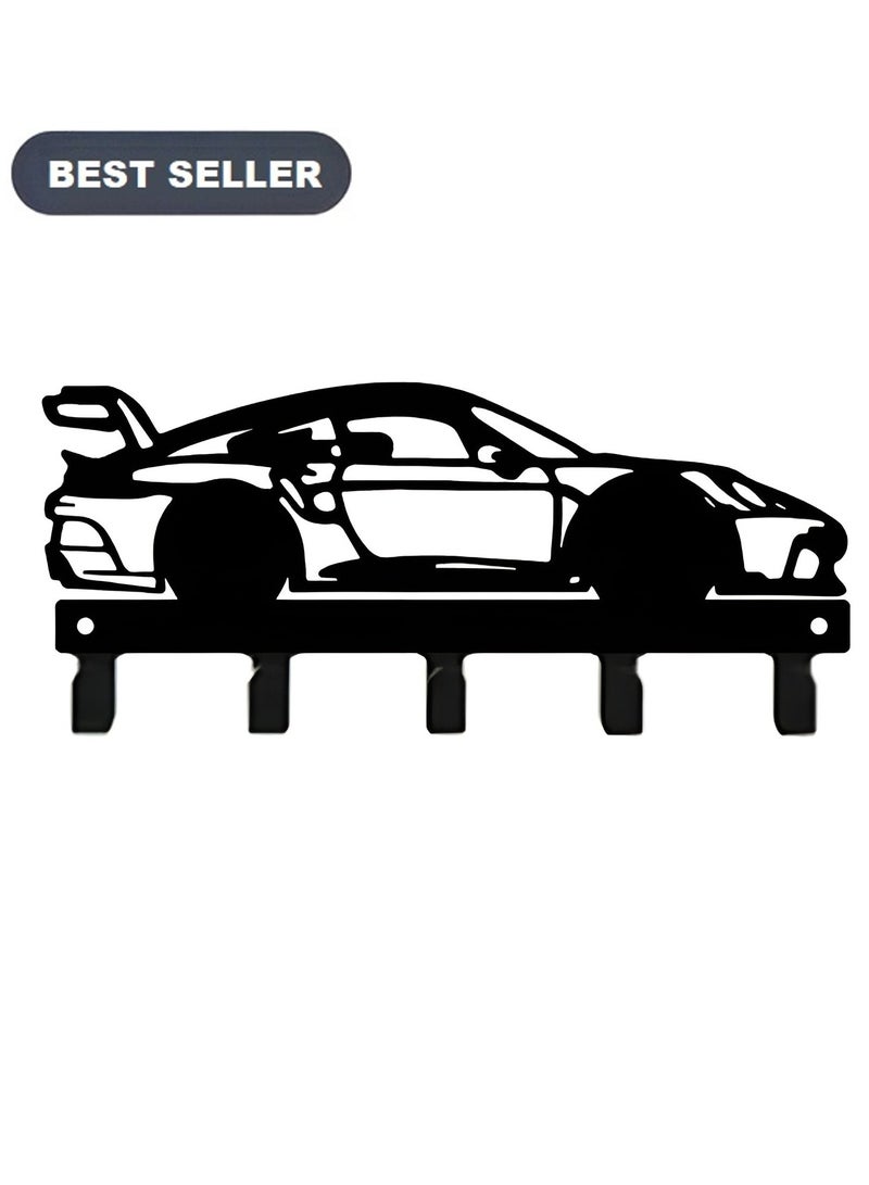 سوق الديكور حامل مفاتيح جداري لسيارة بورشه 911 جي تي 3 آر إس - منظم مفاتيح معدني فاخر بتصميم سيارة رياضية | حامل مفاتيح بخمسة أرقام | ديكور عصري للمنزل والمرآب | رف جداري بخطافات | هدية لعشاق السيارات | رف مفاتيح للمدخل، المكتب، غرفة النوم، كهف الرجل | علاقة مفاتيح أنيقة للسيارات | لوحة فنية جدارية لعشاق بورشه | تصميم فولاذي مقطوع بالليزر | إكسسوار سيارات فريد | حامل مفاتيح عملي للسيارة | لمسة نهائية سوداء غير لامعة | لعشاق بورشه من الرجال والأولاد والبنات | حل متين لتخزين مفاتيح بورشه جي تي 3 | ديكور مستوحى من رياضة السيارات | الكمية محدودة - Image 1