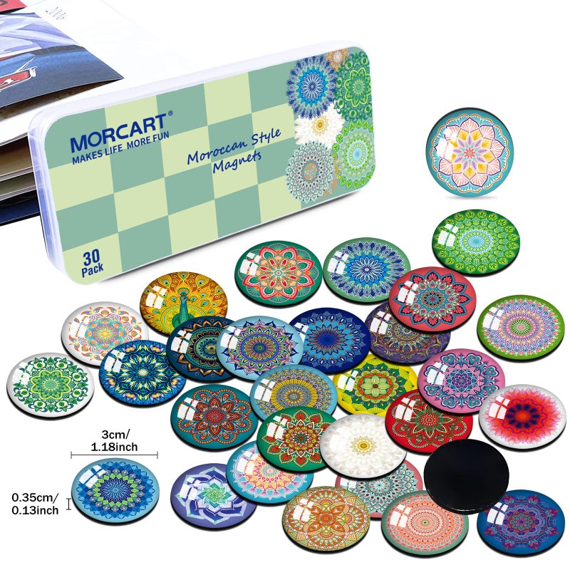 MORCART 30PCS Mandala Fridge Magnets Decoration for Refrigerator Dishwasher Locker Whiteboard Magnetic Board Cabinets Classroom Office Cubicle - Image 2