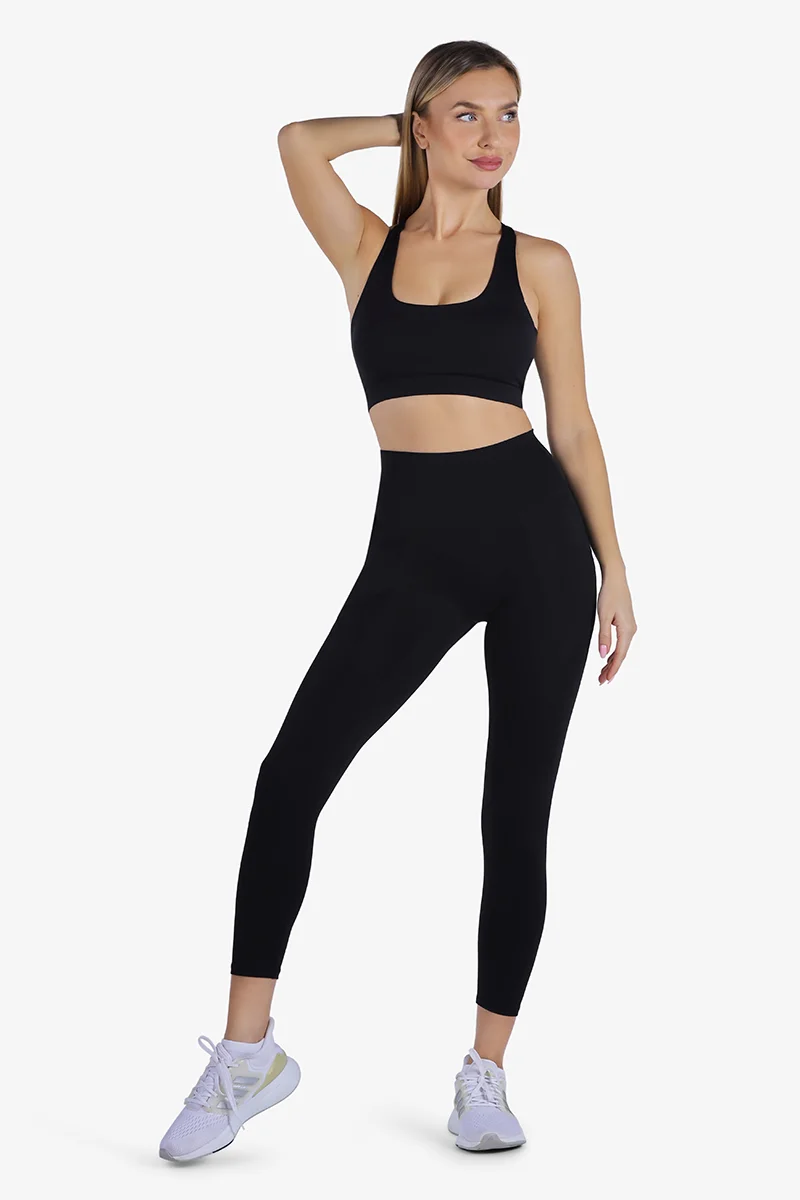 YesEco YesEco Women’s Black Y-Back Sports Bra – High Support Padded Activewear for Yoga, Running, Gym, and Daily Use | Eco-Friendly Fabric: 75% Recycled Nylon, 25% Spandex | Bra Only