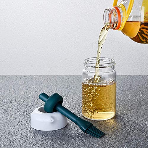 Harions 230 Ml Oil Dispenser With Brush, Glass Oil Jar With Brush - Multicolor, 230 Milliliters, Reusable, Adult, Classic, Cooking, Baking, BBQ, Salad Making, Frying, Roasting, Grilling, Marinating - Image 3
