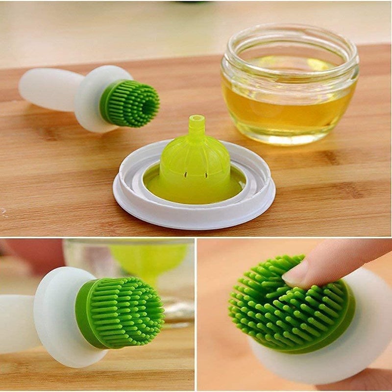 Fayby Kitchen Silicone Oil PotBottle Brush Dispenser Glass Bowl Container Set Silicone Pastry Barbecue Chefs Basting Set Brush for Cooking BBQ Baking and Grilling Green White - Image 4