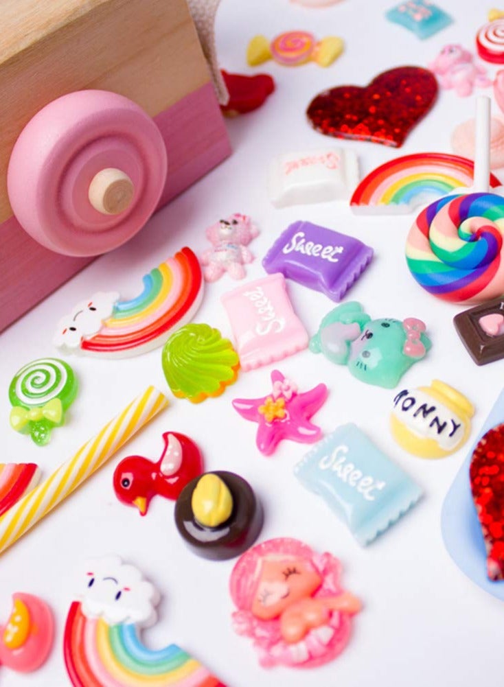 Captaintech Kawaii Slime Charms Resin Fake Candy Assortment - 100pcs Mixed Sweets Flatback Beads for DIY Crafting, Scrapbooking, and Ornament Making Supplies. Perfect for Creative Projects! - Image 2