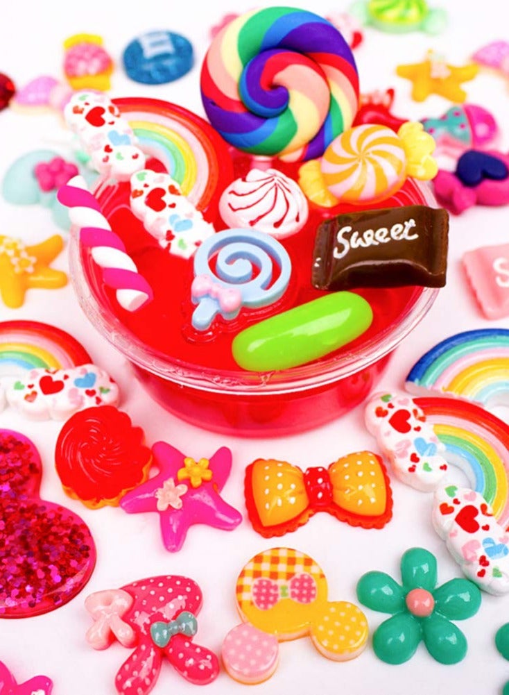 Captaintech Kawaii Slime Charms Resin Fake Candy Assortment - 100pcs Mixed Sweets Flatback Beads for DIY Crafting, Scrapbooking, and Ornament Making Supplies. Perfect for Creative Projects! - Image 3