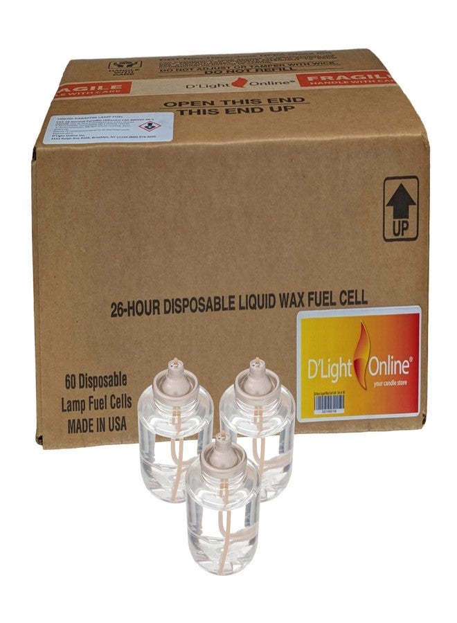D'light Online HD26 Disposable 26 Hours Liquid Candles, Clear Plastic Disposable Fuel Cells for Wedding Table Top Lights, Restaurant Tables and Emergency Candles- (26 Hours, Set of 60) - Image 1