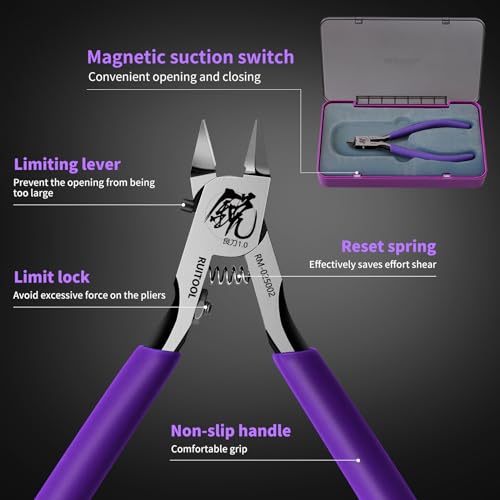 RUITOOL Model Nippers, Model Tools for Beginners to Repair and Fix Plastic Models, Ultra-thin Single-edged Non-slip Grip, 4.7 Inch Sharp Cutters for Model Building - Image 5